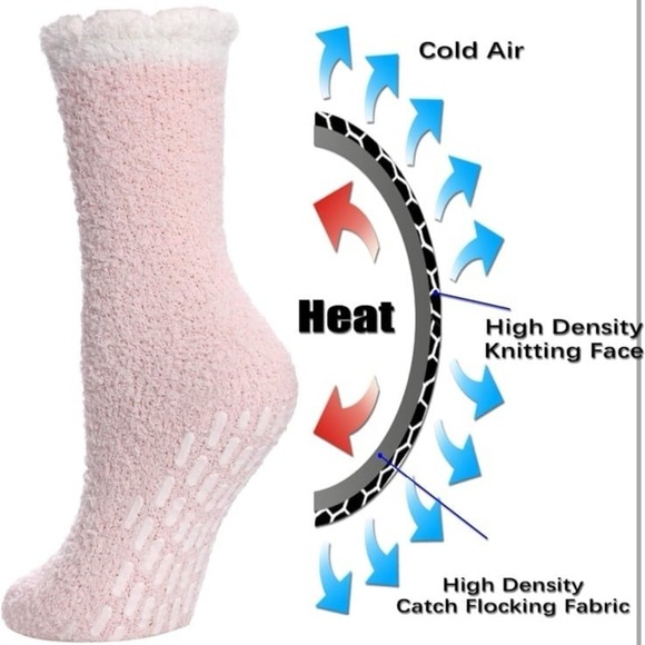 New Fuzzy Socks with Grips for Women, 5 Pairs Soft Fluffy Sleep Cozy Hospital So - Picture 6 of 9